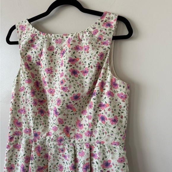 PINK MARTINI -100% Cotton Dainty Floral Drop Waist Midi Dress (Size:Large) - Picture 9 of 12